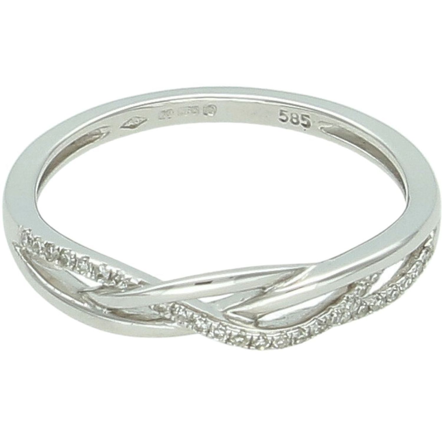 Złoty pierścionek 585 przeplatany z diamentami 0,09 ct – rozmiar 15  DIAMENT.jpg